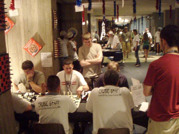This is a photo of people playing Speed Chess.